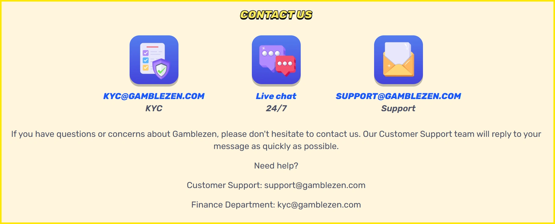 Responsive Customer Service at GambleZen